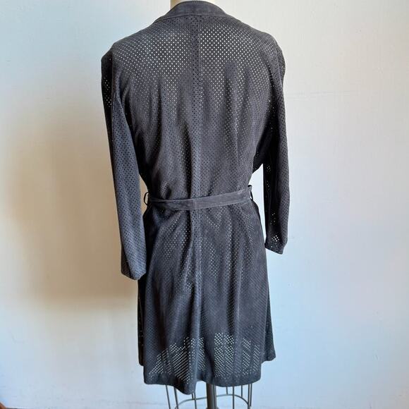 SARACENO BELLAGIO Suede Mesh Belted Cardigan - Picture 3 of 9